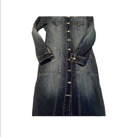 HENNES midi denim long sleeve button up dress 8 EUC - Picture 7 of 9